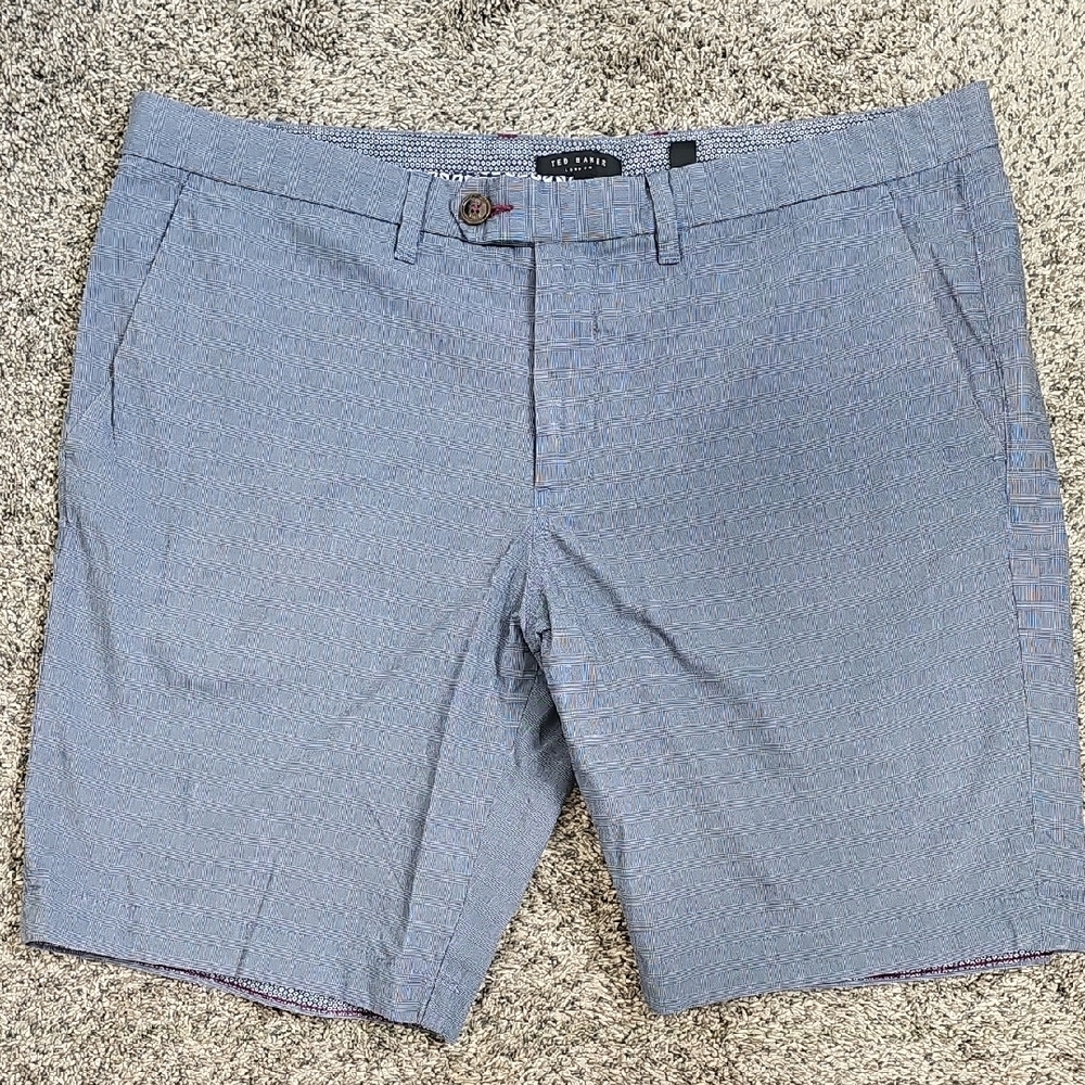 Ted Baker Blue Flat Front Shorts